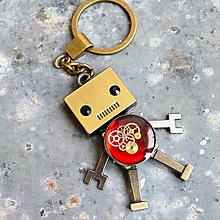 Kľúčenky - Kľúčenka robot, červený - 13137012_