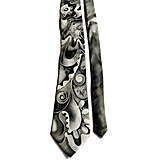 Pánske doplnky - Maľovaná hodvábna kravata - čierno-biela - 13135280_