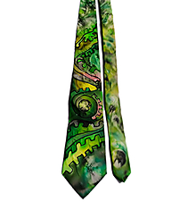 Pánske doplnky - Maľovaná hodvábna kravata - zelená - 13135362_