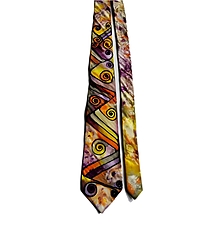 Pánske doplnky - Maľovaná hodvábna kravata - 13135445_