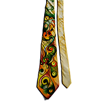 Pánske doplnky - Maľovaná hodvábna kravata - 13135678_