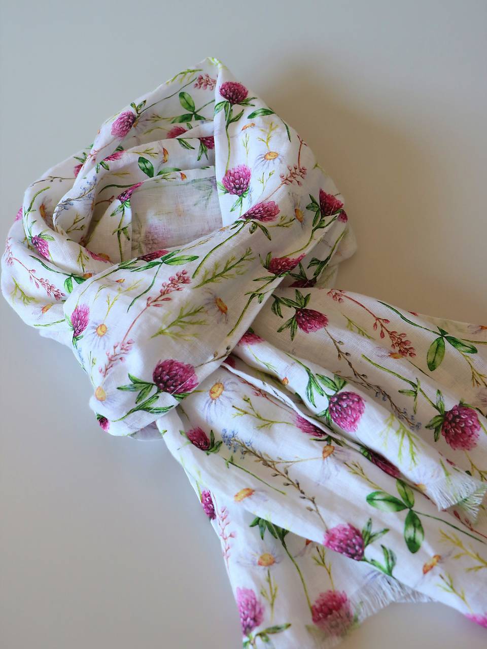 Ľanový šál ďatelina