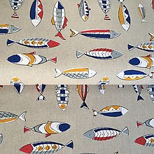 Textil - farebné rybičky, zmesové bavlnené plátno, šírka 140 cm - 13134141_