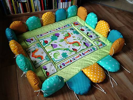 Detský textil - Detská podložka na hranie - Lienky a húsenice - obdĺžnik - 13136759_