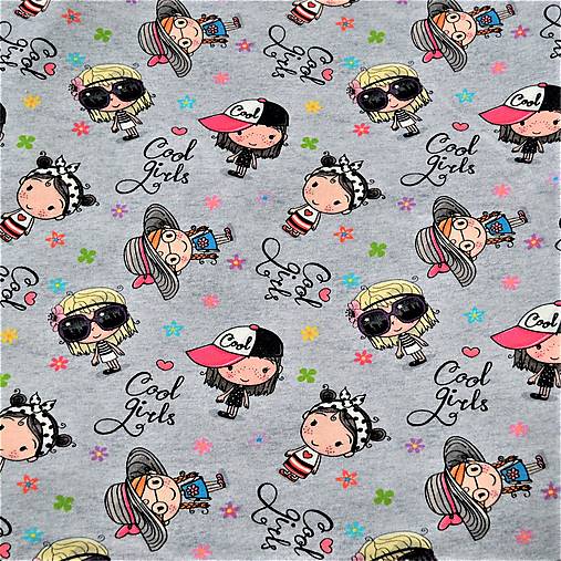 Textil - Úplet digitálny tisk - Cool girls - 13133397_