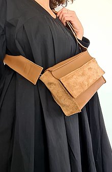 Kabelky - CAPPUCCINO bag kožená kapsulková kabelka - 13140203_