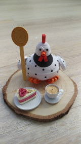 Dekorácie - Mlsná sliepka - vtipná miniatúra z papierových prúžkov - 13138006_