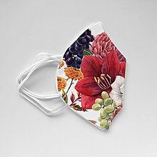 Rúška - RESPIRÁTOR FFP2 s dizajnovým návlekom (Jesenné kvety a hrozno) - 13144230_