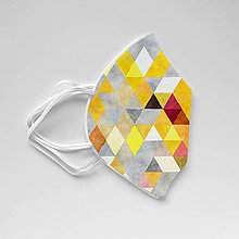 Rúška - RESPIRÁTOR FFP2 s dizajnovým návlekom (Trojuholník žltý) - 13144281_