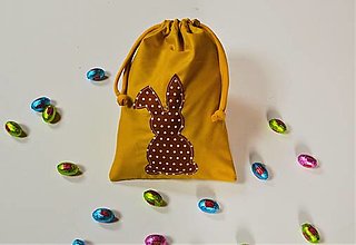 Úžitkový textil - Zero Waste veľkonočné vrecúška (Žltá - zajačik) - 13144035_