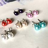 Náušnice - Color Pearls Stud Earrings Stainless Steel / Mini náušnice s perličkami z ocele - 13149236_