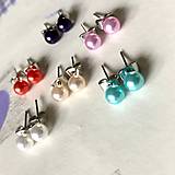 Náušnice - Color Pearls Stud Earrings Stainless Steel / Mini náušnice s perličkami z ocele - 13149237_