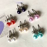 Náušnice - Color Pearls Stud Earrings Stainless Steel / Mini náušnice s perličkami z ocele - 13149238_