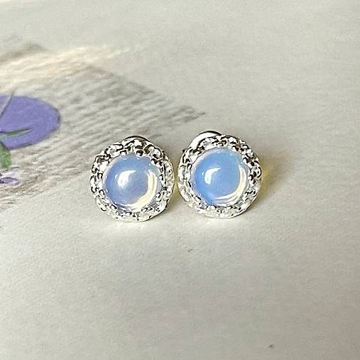 Filigree Opalite Mini Earrings AG925 / Strieborné náušnice s opalitom