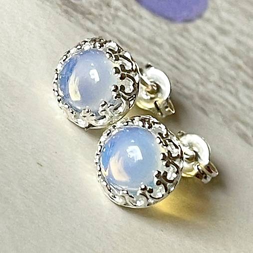 Filigree Opalite Mini Earrings AG925 / Strieborné náušnice s opalitom