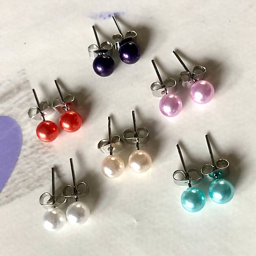 Color Pearls Stud Earrings Stainless Steel / Mini náušnice s perličkami z ocele