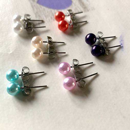 Color Pearls Stud Earrings Stainless Steel / Mini náušnice s perličkami z ocele