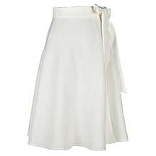 Sukne - LENA - áčková ľanová zavinovacia sukňa (Biela) - 13150550_