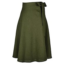 Sukne - LENA - áčková ľanová zavinovacia sukňa "RôZNE FARBY" (36_zelený ľan forest green) - 13150552_