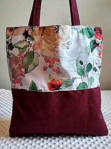 Nákupné tašky - Bordová nákupka- kvety - 13148719_