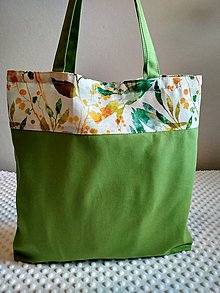 Nákupné tašky - Nákupka - zelená s rastlinným motívom - 13148902_