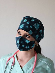 Čiapky, čelenky, klobúky - Dizajnová operačná / chirurgická čiapka vírus - 13153097_