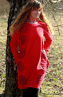 Šaty - Dámske šaty mini, oversize, šité, maľované, etno MEDEA - 13152259_