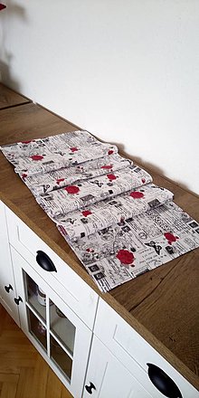 Úžitkový textil - Stredový obrus - behúň "Noviny s ružičkou" - 13152756_