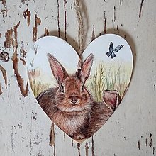 Dekorácie - Veľkonočná závesná dekorácia srdce- zajac (Veľkonočná závesná dekorácia zajačik v tráve) - 13151631_