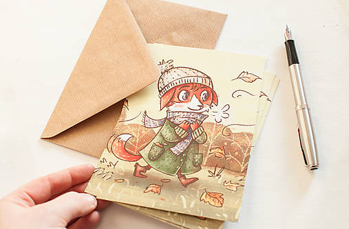 Papiernictvo - Eco-pohľadnica "Jesenná prechádzka - 13161030_