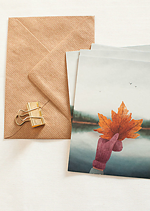 Papier - Eco-pohľadnica "Jeseň v ruke" - 13160810_