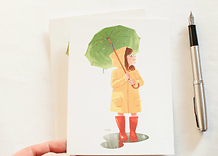 Papiernictvo - Eco-pohľadnica "Veselá aj v daždi" - 13161024_