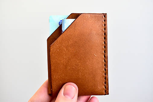  - handmade kompaktná peňaženka do vrecka (Hnedá) - 13166017_