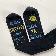 Ponožky, pančuchy, obuv - Maľované ponožky s nápisom: (Najlepší KRSTNÝ na svete! / Veľmi ŤA ľúbime!) - 13165867_