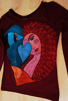 Topy, tričká, tielka - Ručnemaľované tričko - Srdce abstrakt ❤️ - 13168845_