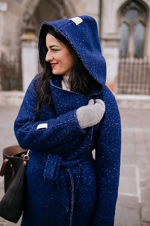 Bundy a kabáty - Nosičský a tehotenský kabát navy blue - 13167639_