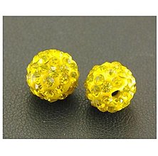 Korálky - Shamballa disco korálky s kamienkami 10 mm, 1 ks (žltá) - 13167323_