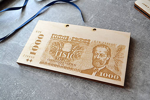 Drevená obálka na peniaze Československá Koruna (1000 Kčs Bedřich Smetana)