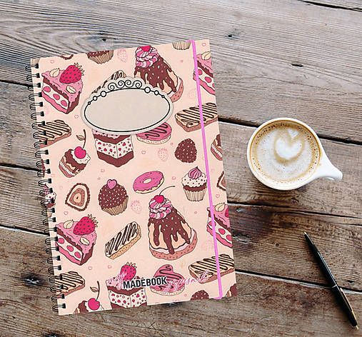 Papiernictvo - MADEBOOK špirálový zápisník A5 - KOLÁČIKY - 13172243_