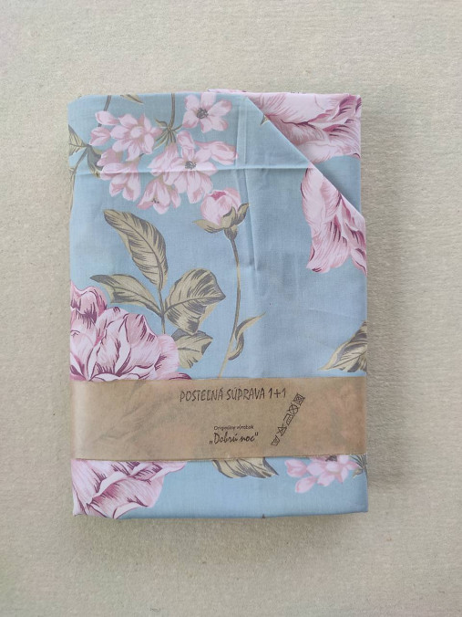 Úžitkový textil - Posteľné obliečky LUX 140 x 200/ 70 x 90 cm Pivonky mentolové - 13173333_