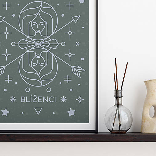 Grafika - BLÍŽENCI, šalviový print - 13174884_