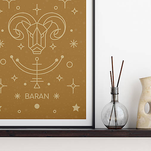 Grafika - BARAN, medový print - 13175276_
