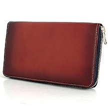 Peňaženky - Dámska nákupná kožená peňaženka v bordovej farbe, ručne tieňovaná - 13172174_