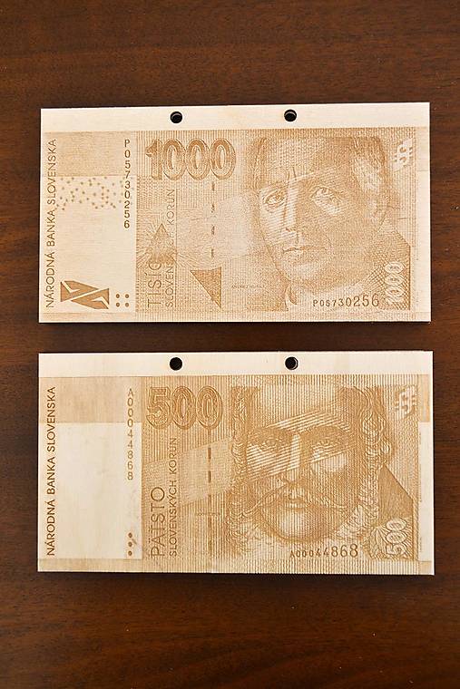 Drevená obálka na peniaze Slovenská Koruna (Štúr - 500 SK)