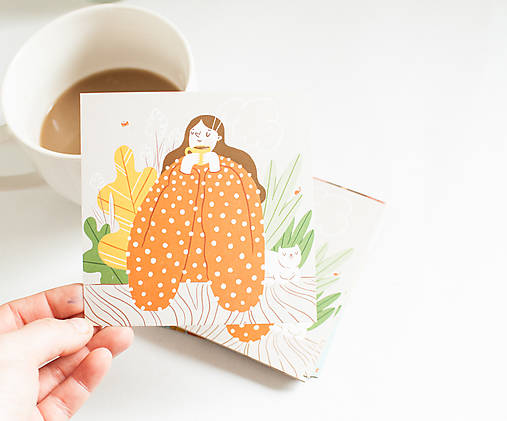 Papier - Eco-pohľadnica "Teplý hrnček" - 13174338_