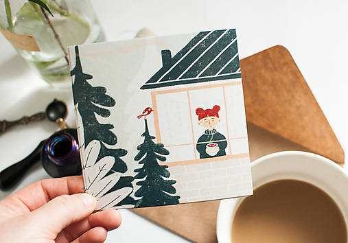 Papier - Eco-pohľadnica "Za oknom" - 13174906_