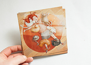 Papier - Eco-pohľadnica "Vysnívaná mačacia partia" - 13174733_