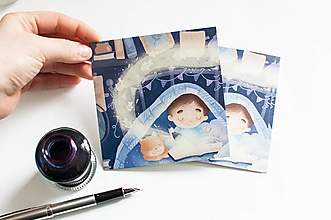 Papier - Eco-pohľadnica "Čarovné príbehy pod dekou" - 13174783_