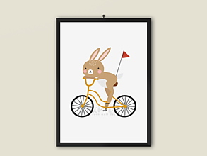 Grafika - Detský Plagát| Zajac na bicykli - 13176489_