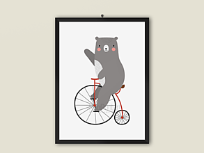 Grafika - Detský Plagát| Medveď na bicykli - 13176534_